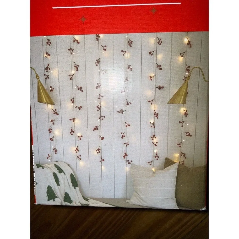 Collections Etc Merry‎ Moments Cardholder Berry String Lights 5ft LED Christmas